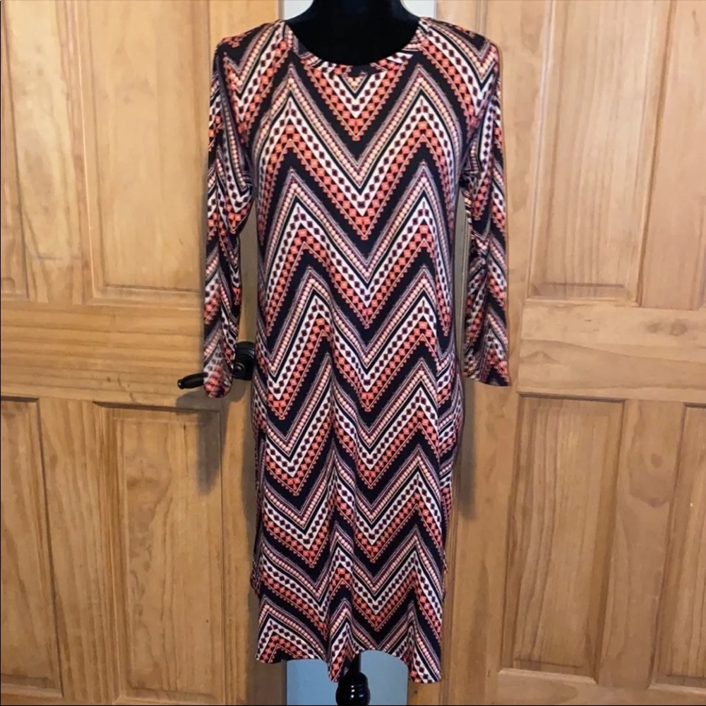 New! Honey & Lace M Chevron Striped Brea Dress